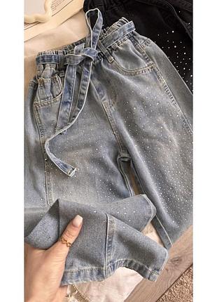 Джинсы багги в блёстку 💙 8