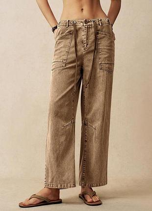Широкі штани , коричневі джинси, жіночі джинси вільного крою baggy utility jeans, баггі