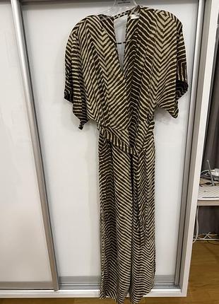 Комбінезон оливково-коричневий з бежевим mango p.xs