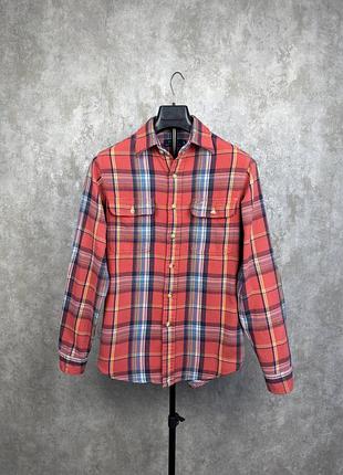 Рубашка polo ralph lauren plaid flannel красная в клетку размер s