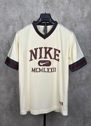Вінтажна джерсі nike center swoosh cream maroon розмір l mcmlxxii