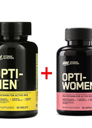 Комплект вітаміни optimum nutrition opti-men (90 таб) + opti-women (60 капс) (912553)