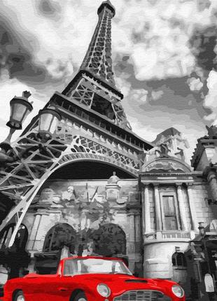 Картина по номерам париж машина красная