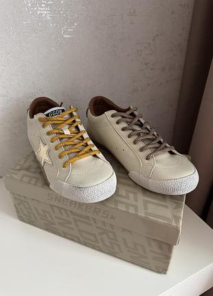 Кеди golden goose true- star patch low beige, кеди голден гум