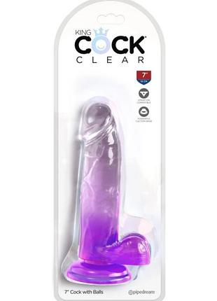 Фаллоимитатор pipedream king cock clear 7" purple, 19х4 см. 3