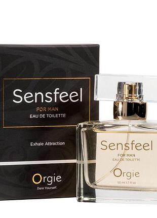 Чоловіча туалетна вода sensfeel + афродизіак, ефективна феромон-технологія, 50 мл.