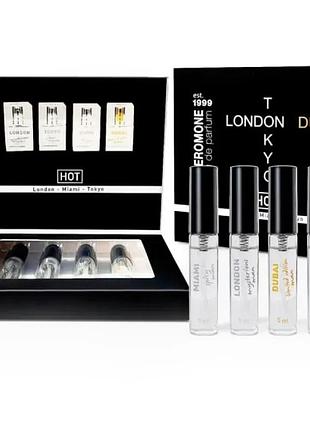 Набор парфюмов для мужчин с феромонами hot lmtd pheromone perfume мen, 4x5 мл.