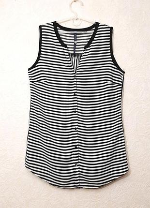 Блуза без рукавов женская в полоску черная-белая летняя застежка пуговицы блуза-майка бренд charles vögele eur 36
