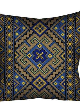 Подушка c принтом габардиновая украинский темный орнамент 50x50 (5p_15ukr028)