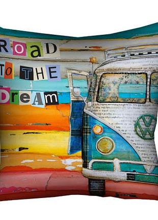 Подушка c принтом габардиновая road to the dream 40x40 (4p_os157)