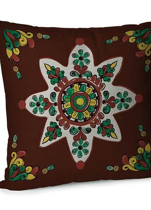 Подушка диванная с бархата квіткова зірка 45x45 см (45bp_tr004)