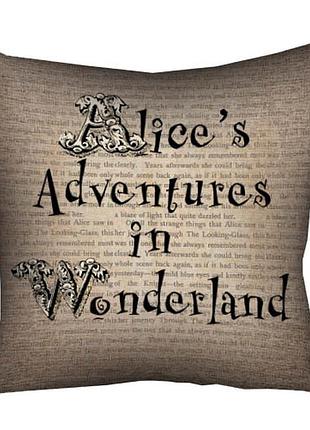 Подушка c принтом габардиновая alice's adventures in wonderland 50x50 (5p_won008)