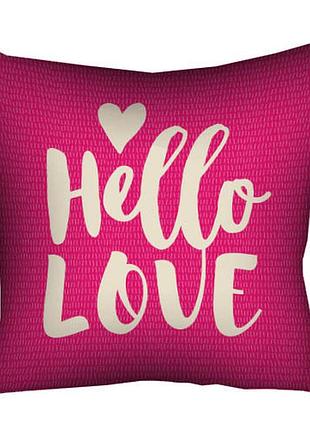 Подушка c принтом габардиновая hello love 30x30 см (3p_17l105)
