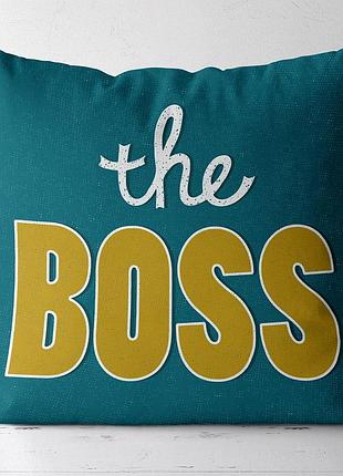 Подушка з принтом габардинова the boss 40x40 (4p_fam021)