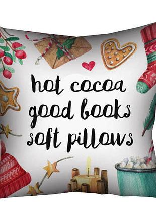 Подушка c принтом габардиновая hot cocoa good books soft pillows 40x40 (4p_22ng057)