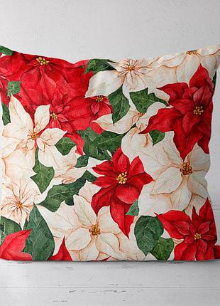 Подушка декоративная soft квіти різдва 45x45 см (45pst_23ng016)