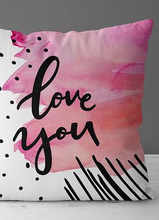 Подушка c принтом габардиновая love you 30x30 см (3p_18l068)