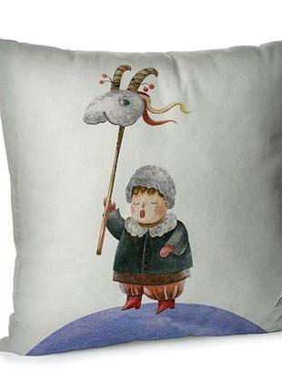 Подушка диванна з оксамиту колядник 45x45 см (45bp_25ng011)