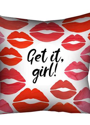 Подушка з принтом габардинова get it, girl! 40x40 (4p_20f009)