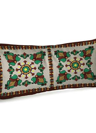 Подушка для дивана бархатная косівський орнамент 50x24 см (52bp_tr001)