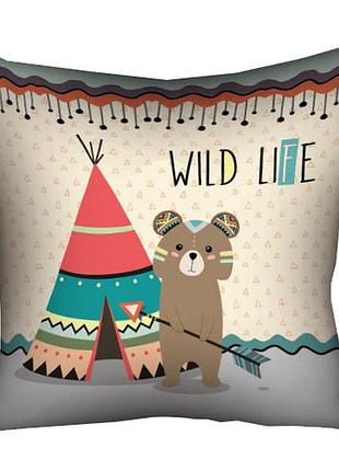 Подушка c принтом габардиновая wild life 30x30 (3p_wl001)