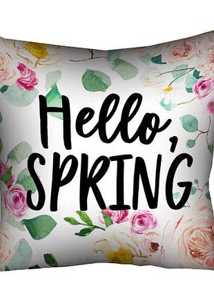 Подушка з принтом габардинова hello, spring 30x30 (3p_21m031)