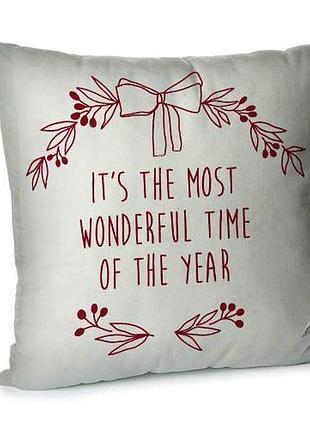 Подушка диванная с бархата it's the most wonderful time of the year 45x45 см (45bp_25ng005)