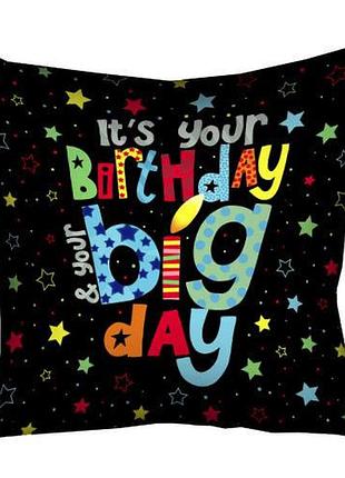 Подушка c принтом габардиновая birthday 50x50 (5p_18m001)