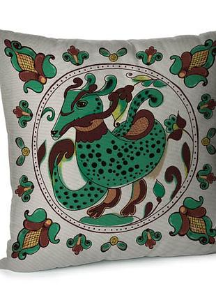 Подушка диванная с бархата дракон 45x45 см (45bp_tr003)