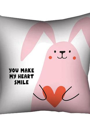Подушка c принтом габардиновая you make my heart smile 30x30 см (3p_23ny049)