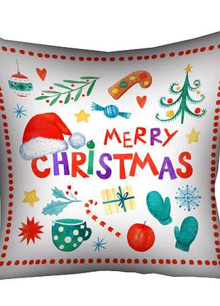 Подушка c принтом габардиновая merry christmas 40x40 (4p_22ng052)