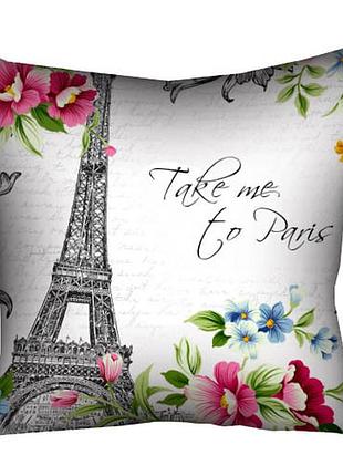 Подушка c принтом габардиновая take me to paris 40x40 (4p_14m095)
