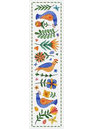 Дорожка на стол пташки та квіти 150x40 см (dr_25f003)