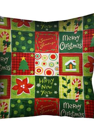 Подушка з принтом габардинова merry cristmas 30x30 (3p_ngnas014)
