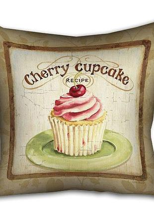 Подушка з принтом габардинова cherry cupcake 30x30 (3p_pw052)