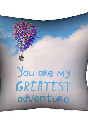 Подушка з принтом габардинова you are greatest adventure 50x50 см (5p_lp370)