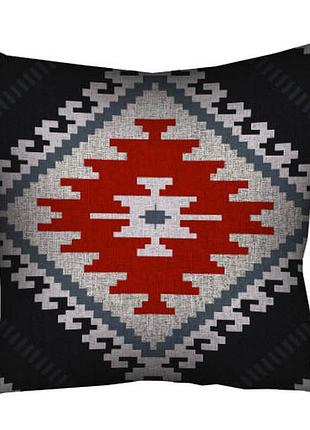 Подушка c принтом габардиновая серые крючки 30x30 (3p_fol007)