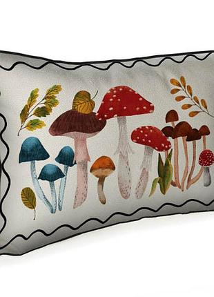 Подушка интерьерная с мешковины мухомори та поганки 45x32 см (43phb_24s006)