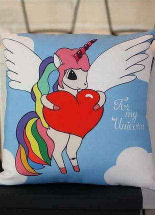 Подушка з принтом габардинова for my unicorn 30x30 см (3p_17l023)