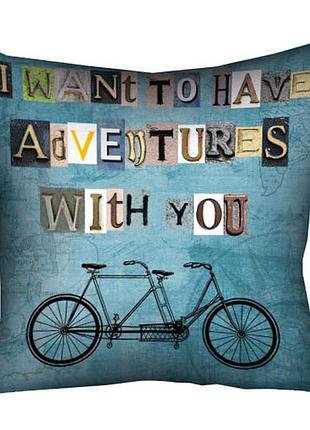 Подушка c принтом габардиновая i want to have adventures with you 40x40 см (4p_lp241)