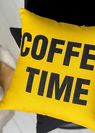Подушка c принтом габардиновая coffee time 50x50 (5p_cof005)