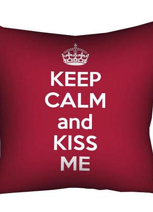Подушка c принтом габардиновая keep calm and kiss me 30x30 см (3p_15l023)
