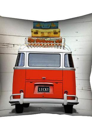 Подушка c принтом габардиновая volkswagen travel 50x50 (5p_vol041)