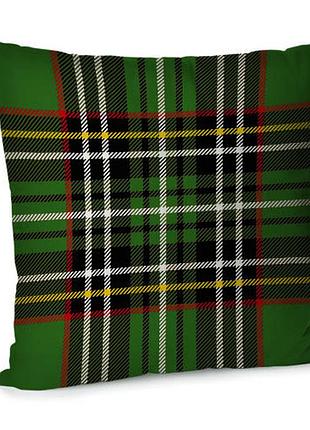 Подушка диванная с бархата зелена шотландка 45x45 см (45bp_23ng022)