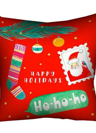 Подушка c принтом габардиновая happy holidays ho-ho-ho 30x30 (3p_22ng053)