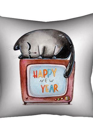 Подушка c принтом габардиновая happy new year 40x40 (4p_23ny007)