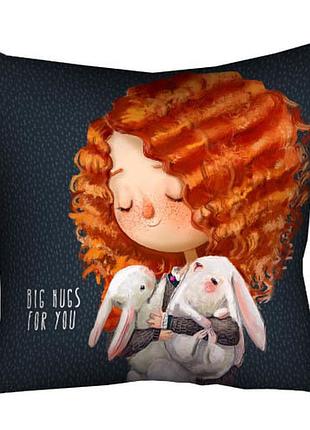 Подушка з принтом габардинова big hugs for you 30x30 (3p_19f034)