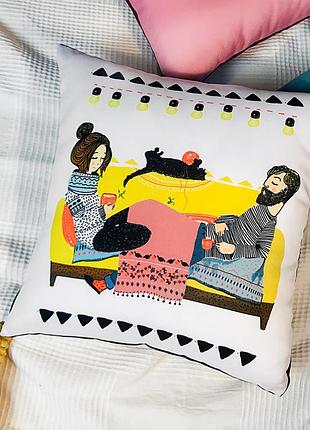 Подушка c принтом габардиновая together is a wonderful... 50x50 см (5p_19l009)