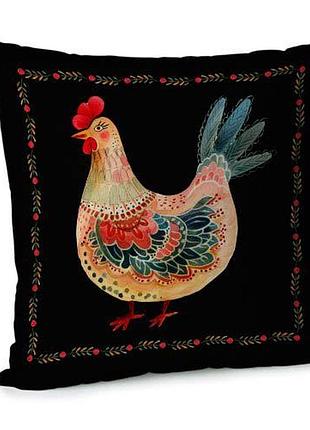 Подушка диванная с бархата курочка 45x45 см (45bp_25f005)