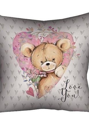 Подушка c принтом габардиновая love you! 30x30 см (3p_18l108)